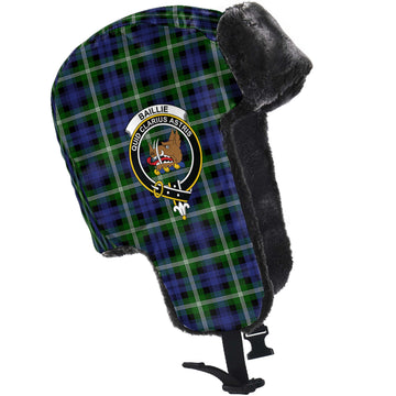 Baillie (Bailey) Tartan Winter Trapper Hat with Family Crest