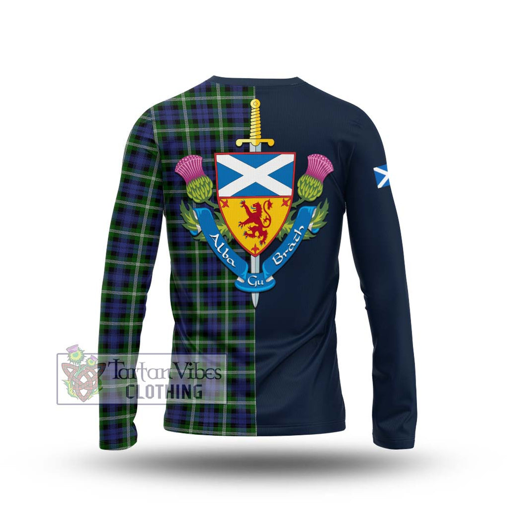 Tartan Vibes Clothing Baillie Modern Tartan Long Sleeve T-Shirt with Scottish Lion Royal Arm Half Style