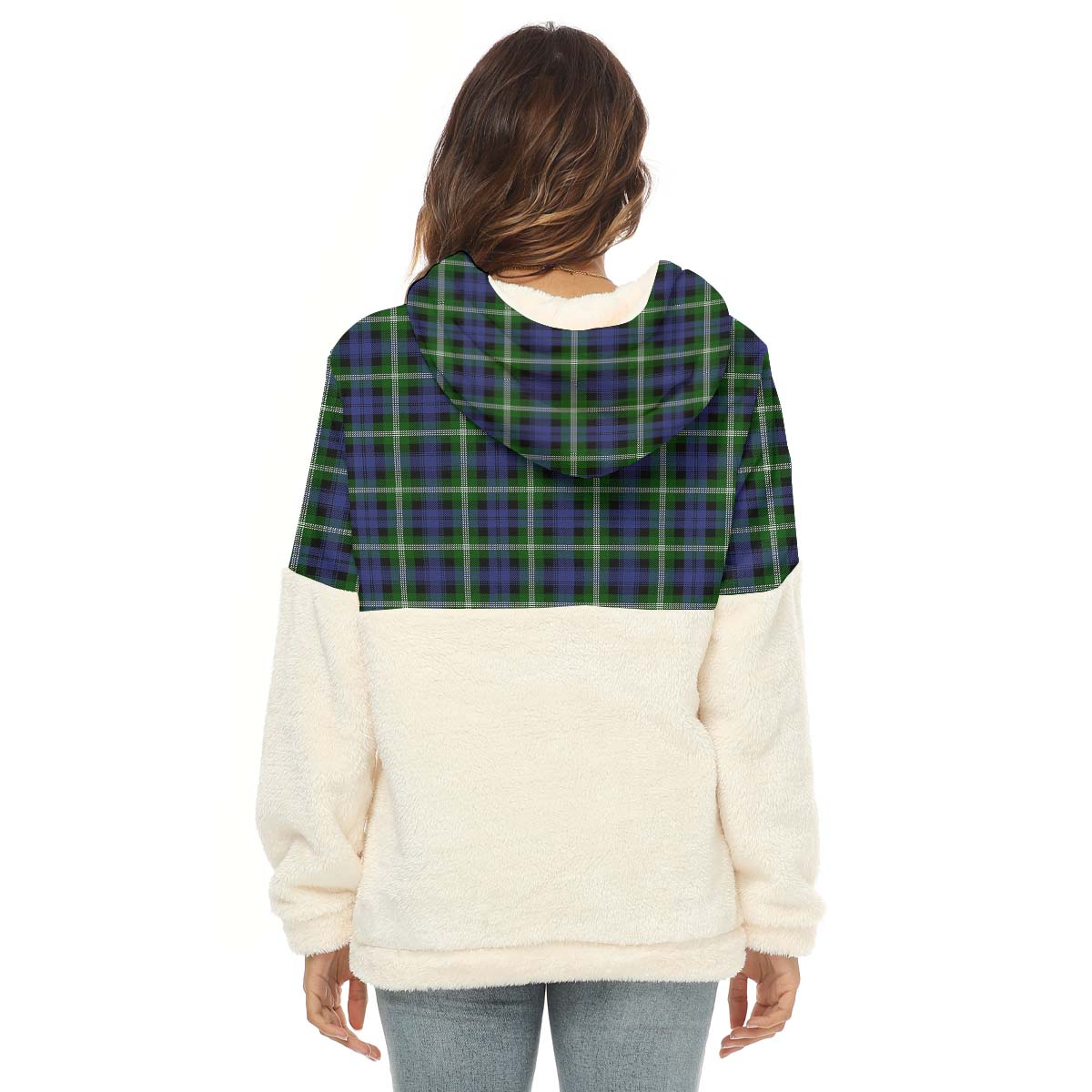 Baillie Modern Tartan Women's Borg Fleece Hoodie With Half Zip with Family Crest - Tartanvibesclothing