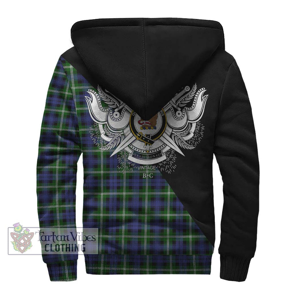 Baillie (Bailey) Tartan Sherpa Hoodie with Family Crest and Military Logo Style - Tartanvibesclothing Shop