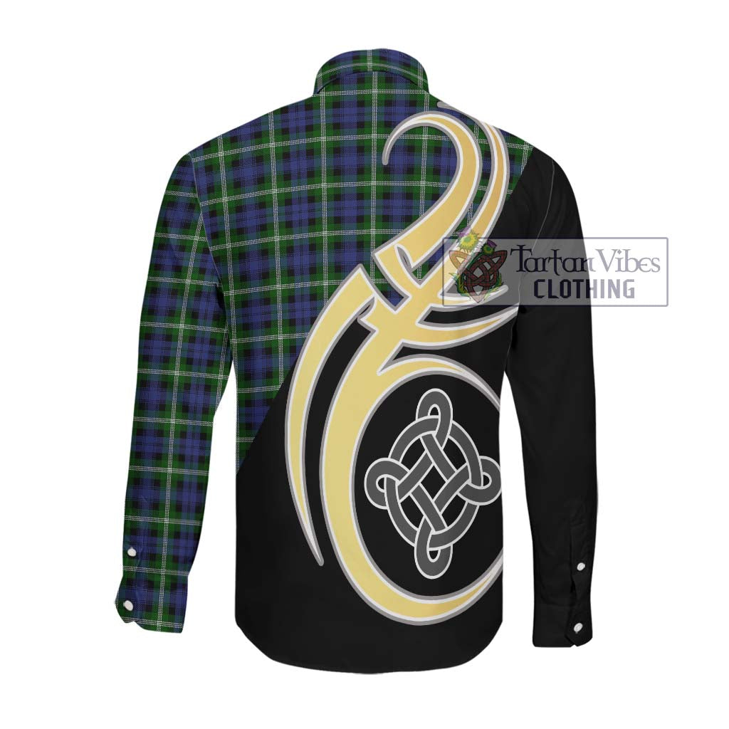 Baillie (Bailey) Tartan Long Sleeve Button Shirt with Family Crest and Celtic Symbol Style Men's Shirt - Tartan Vibes Clothing