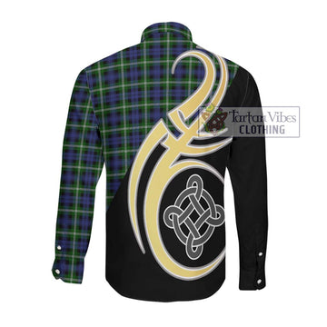 Baillie (Bailey) Tartan Long Sleeve Button Shirt with Family Crest and Celtic Symbol Style