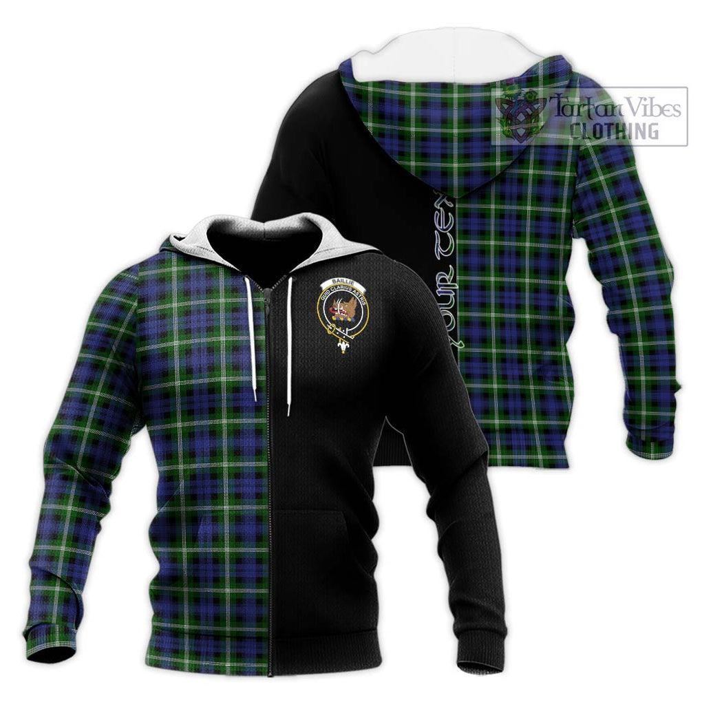 Baillie (Bailey) Tartan Knitted Hoodie with Family Crest and Half Of Me Style Unisex Knitted Zip Hoodie - Tartanvibesclothing Shop