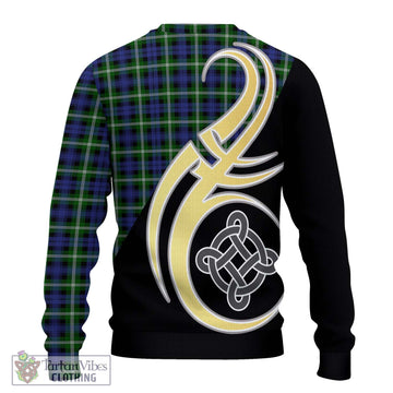 Baillie (Bailey) Tartan Ugly Sweater with Family Crest and Celtic Symbol Style