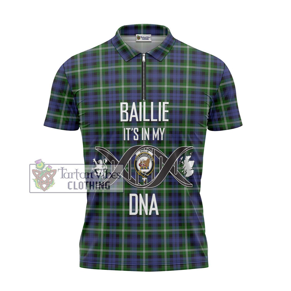 Baillie (Bailey) Tartan Zipper Polo Shirt with Family Crest DNA In Me Style - Tartanvibesclothing Shop