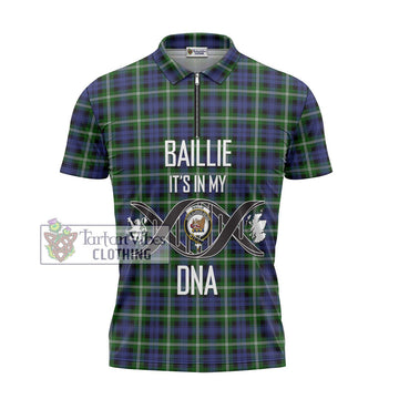 Baillie (Bailey) Tartan Zipper Polo Shirt with Family Crest DNA In Me Style