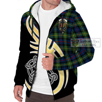 Baillie (Bailey) Tartan Sherpa Hoodie with Family Crest and Celtic Symbol Style