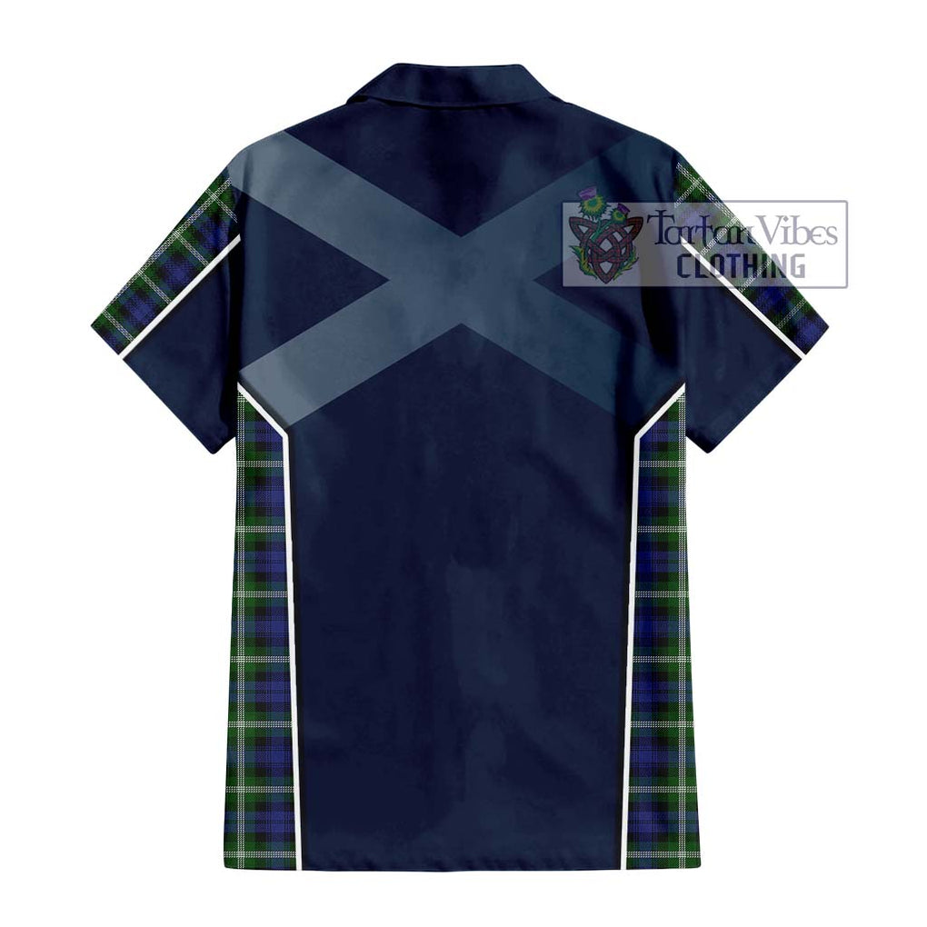 Baillie (Bailey) Tartan Short Sleeve Button Shirt with Family Crest and Lion Rampant Vibes Sport Style - Tartan Vibes Clothing