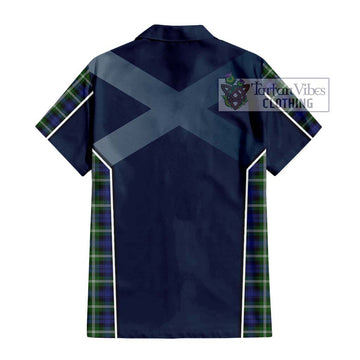 Baillie (Bailey) Tartan Short Sleeve Button Shirt with Family Crest and Lion Rampant Vibes Sport Style