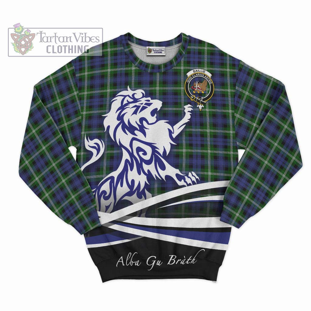 Baillie (Bailey) Tartan Sweatshirt with Alba Gu Brath Regal Lion Emblem - Tartanvibesclothing Shop