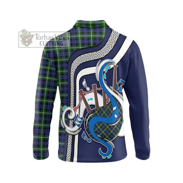 Baillie (Bailey) Tartan Long Sleeve Polo Shirt with Epic Bagpipe Style