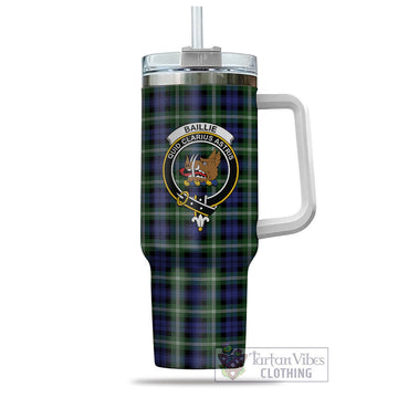 Baillie (Bailey) Tartan and Family Crest Tumbler with Handle