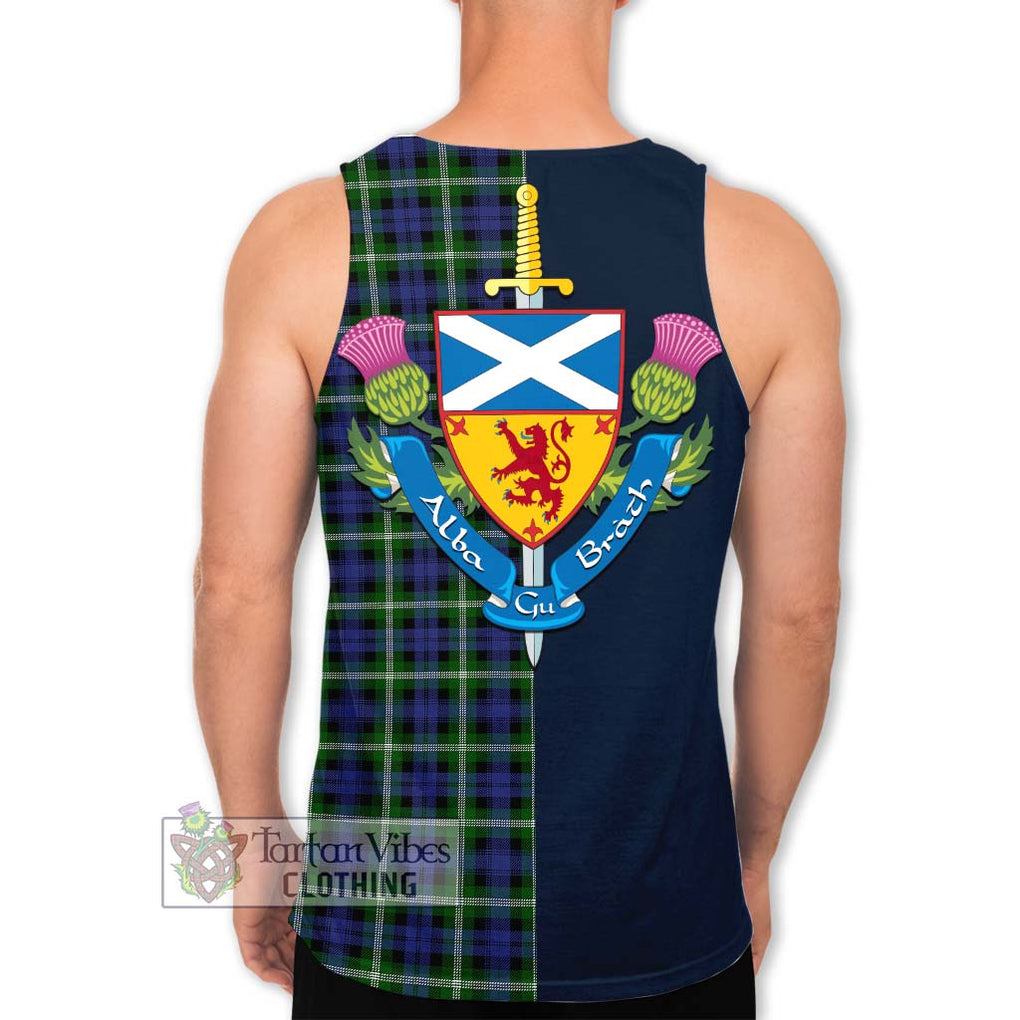 Tartan Vibes Clothing Baillie Modern Tartan Men's Tank Top with Scottish Lion Royal Arm Half Style