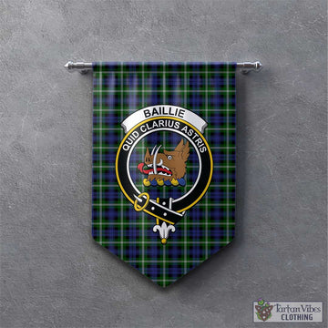 Baillie (Bailey) Tartan Gonfalon, Tartan Banner with Family Crest