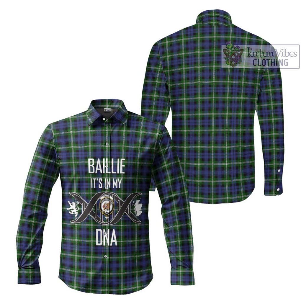 Baillie (Bailey) Tartan Long Sleeve Button Shirt with Family Crest DNA In Me Style Men's Shirt - Tartanvibesclothing Shop