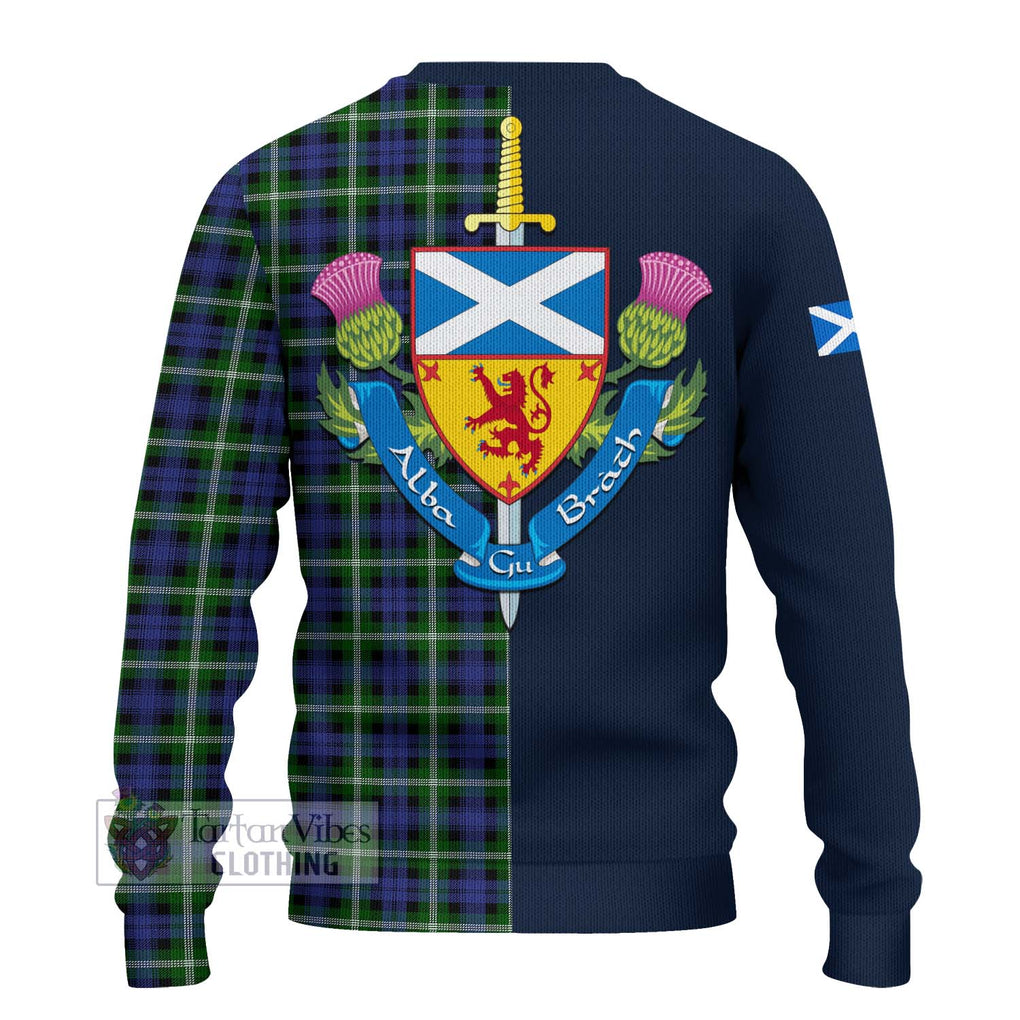 Tartan Vibes Clothing Baillie Modern Tartan Knitted Sweater with Scottish Lion Royal Arm Half Style