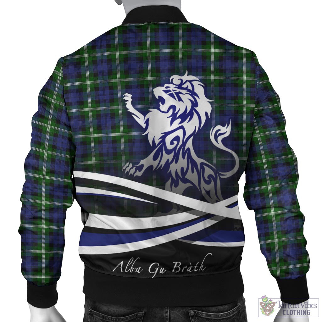 Tartan Vibes Clothing Baillie Modern Tartan Bomber Jacket with Alba Gu Brath Regal Lion Emblem