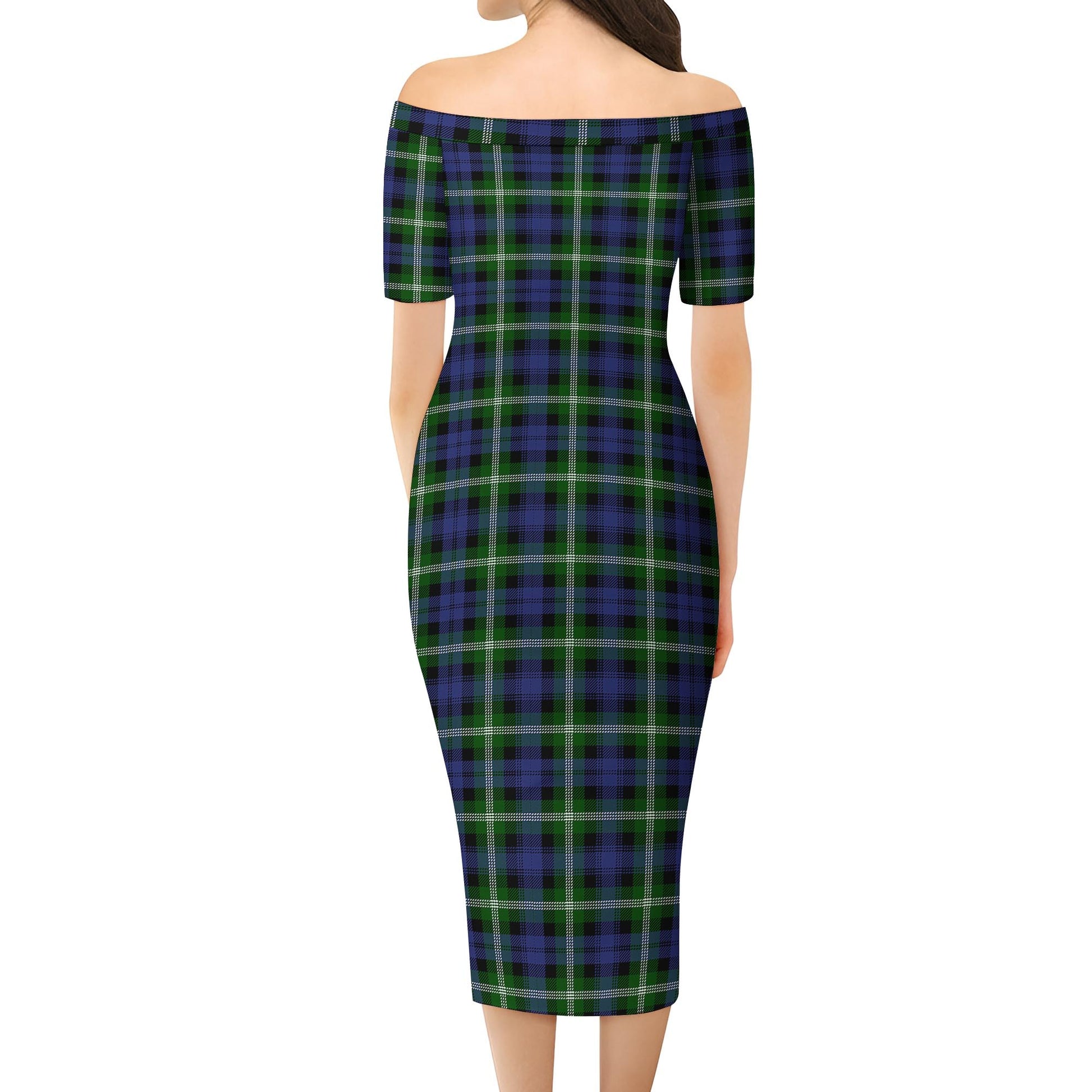 Baillie Modern Tartan Off Shoulder Lady Dress - Tartanvibesclothing