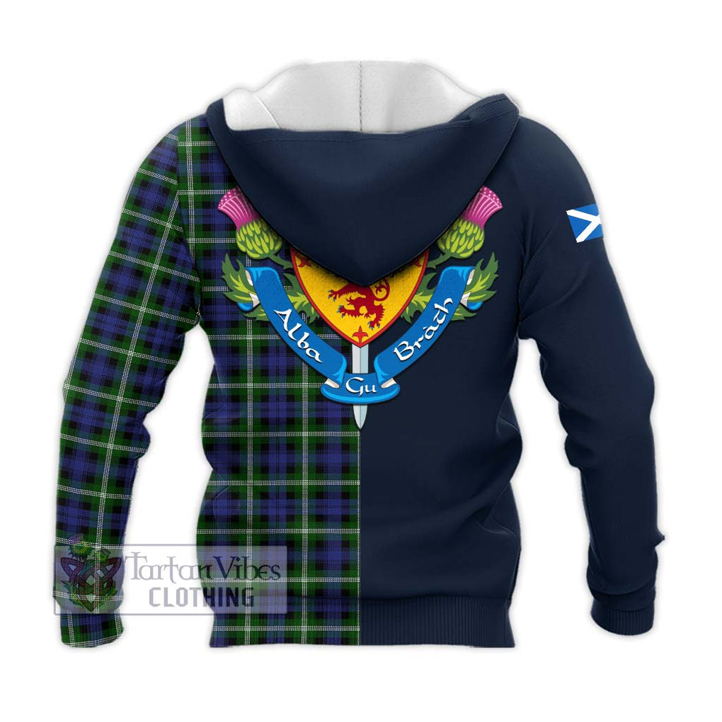 Tartan Vibes Clothing Baillie Modern Tartan Knitted Hoodie with Scottish Lion Royal Arm Half Style