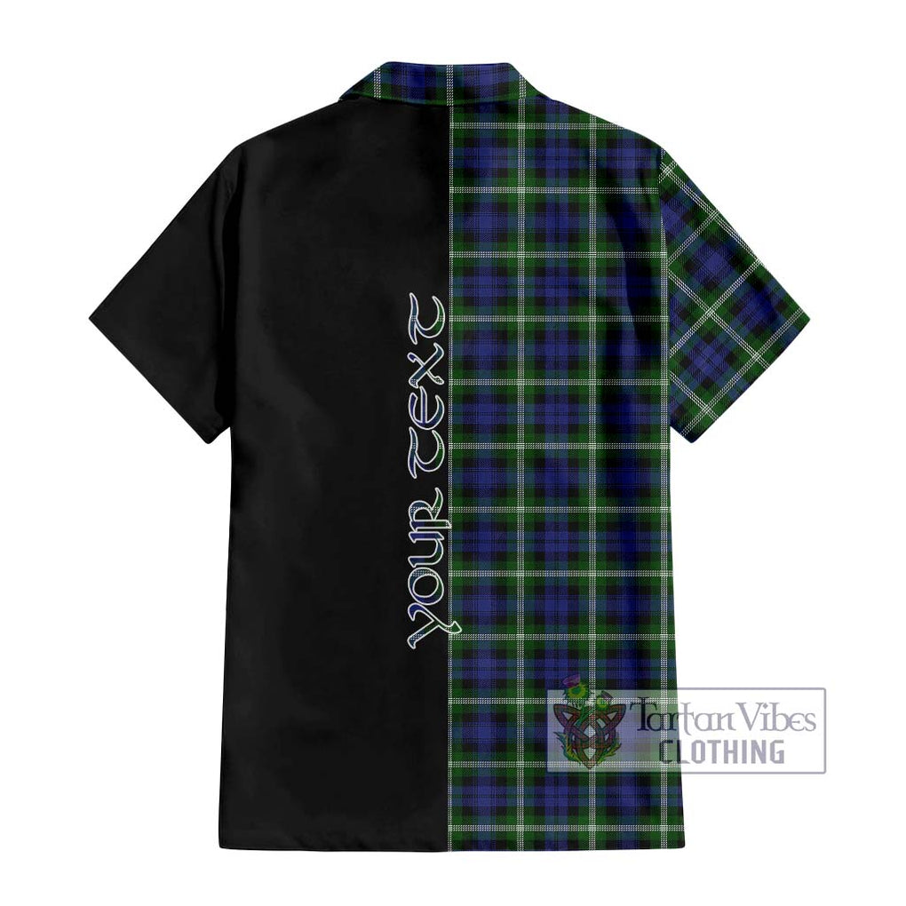 Baillie (Bailey) Tartan Short Sleeve Button Shirt with Family Crest and Half Of Me Style - Tartanvibesclothing Shop