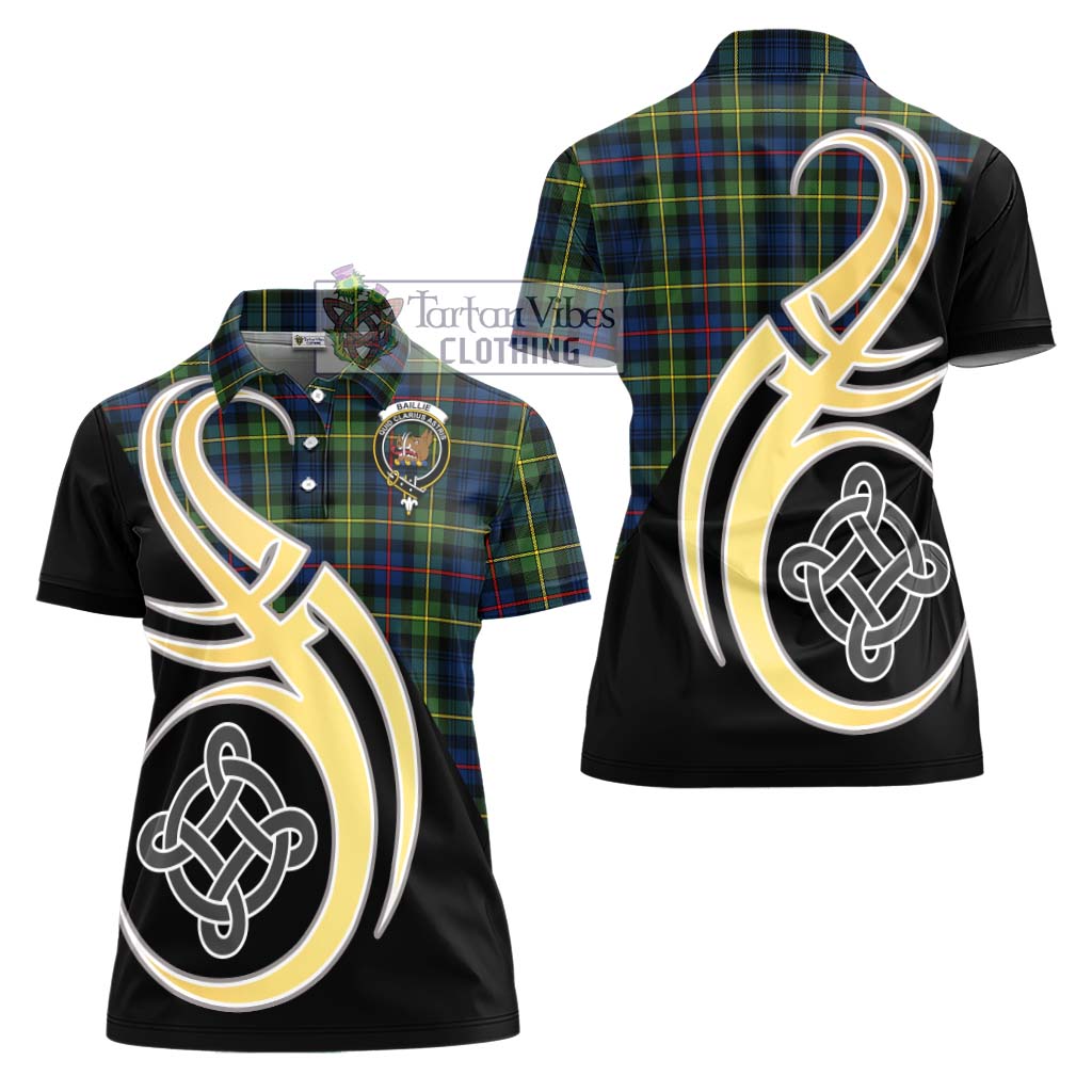 Baillie (Bailey) Tartan Women's Polo Shirt with Family Crest and Celtic Symbol Style - Tartan Vibes Clothing