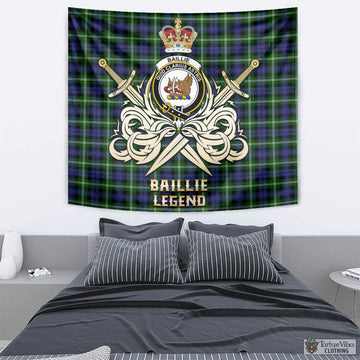 Baillie (Bailey) Tartan Tapestry with Clan Crest and the Golden Sword of Courageous Legacy