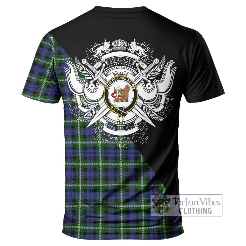 Baillie (Bailey) Tartan T-Shirt with Family Crest and Military Logo Style - Tartanvibesclothing Shop