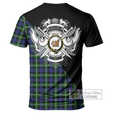 Baillie (Bailey) Tartan T-Shirt with Family Crest and Military Logo Style