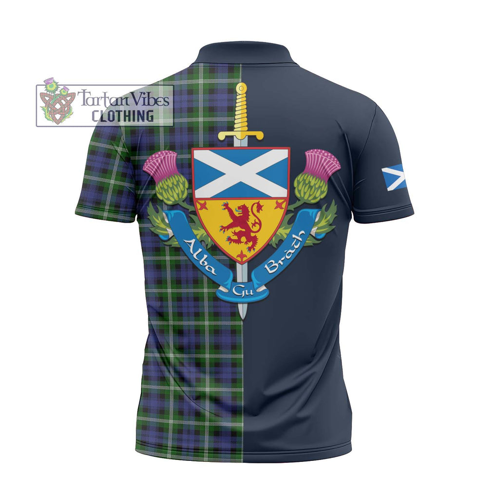 Tartan Vibes Clothing Baillie Modern Tartan Zipper Polo Shirt with Scottish Lion Royal Arm Half Style