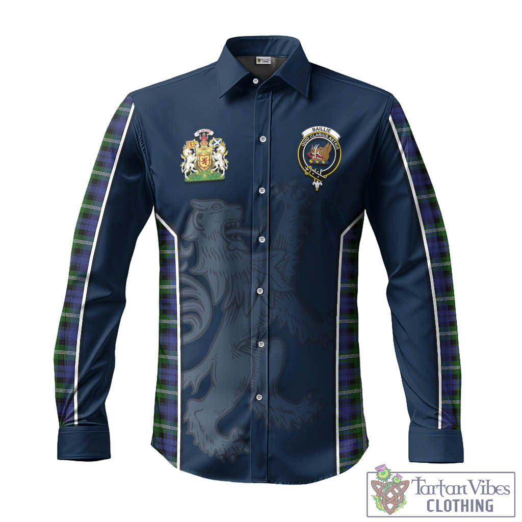 Tartan Vibes Clothing Baillie Modern Tartan Long Sleeve Button Up Shirt with Family Crest and Lion Rampant Vibes Sport Style