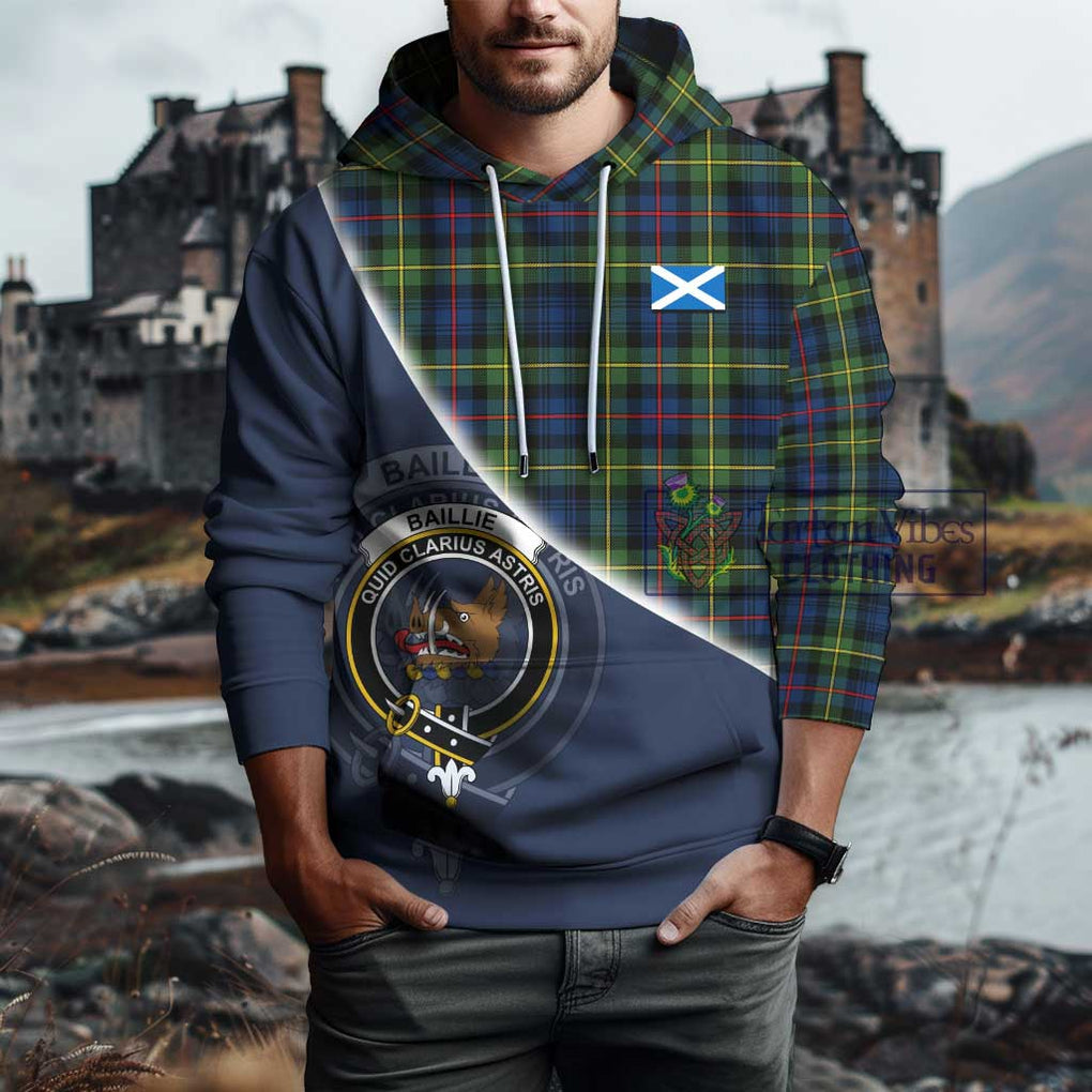 Baillie (Bailey) Tartan Hoodie with Personalised National Flag and Family Crest Half Style - Tartanvibesclothing Shop