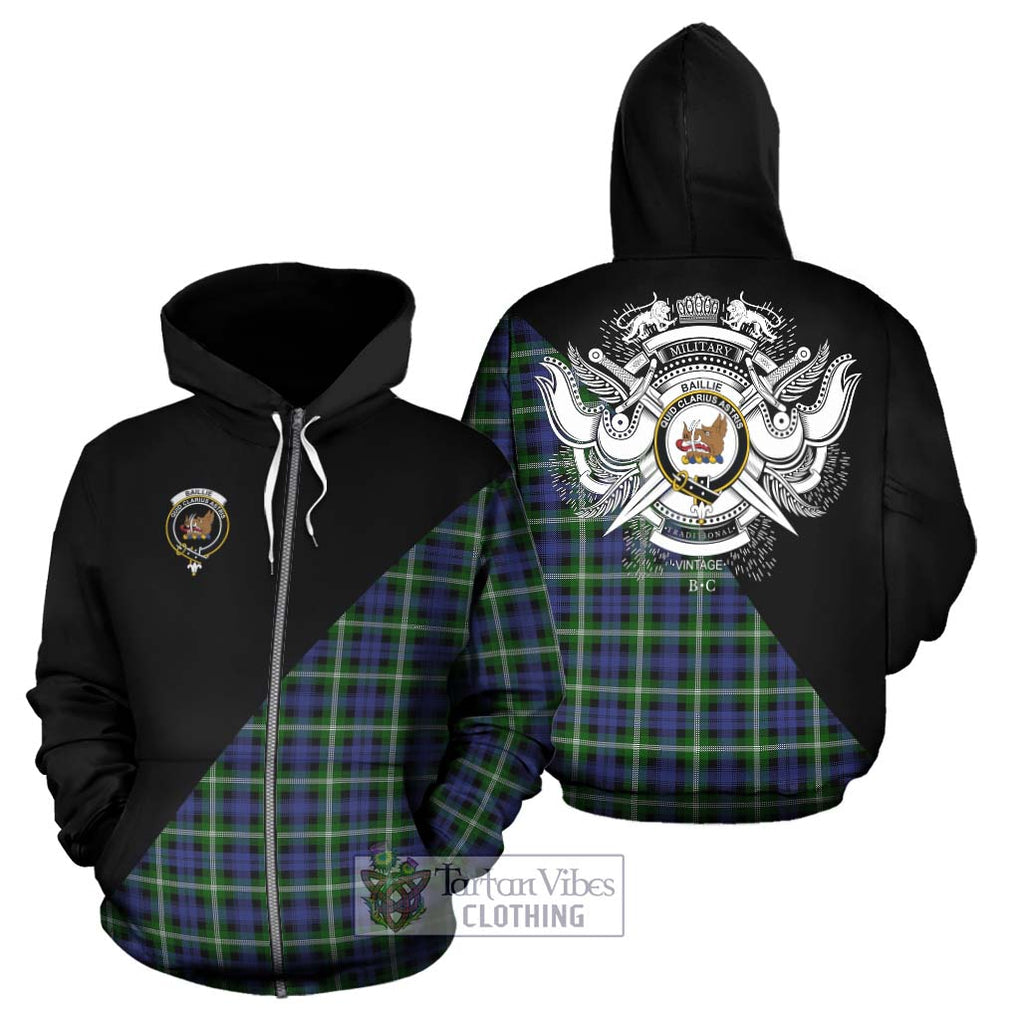 Baillie (Bailey) Tartan Hoodie with Family Crest and Military Logo Style - Tartanvibesclothing Shop