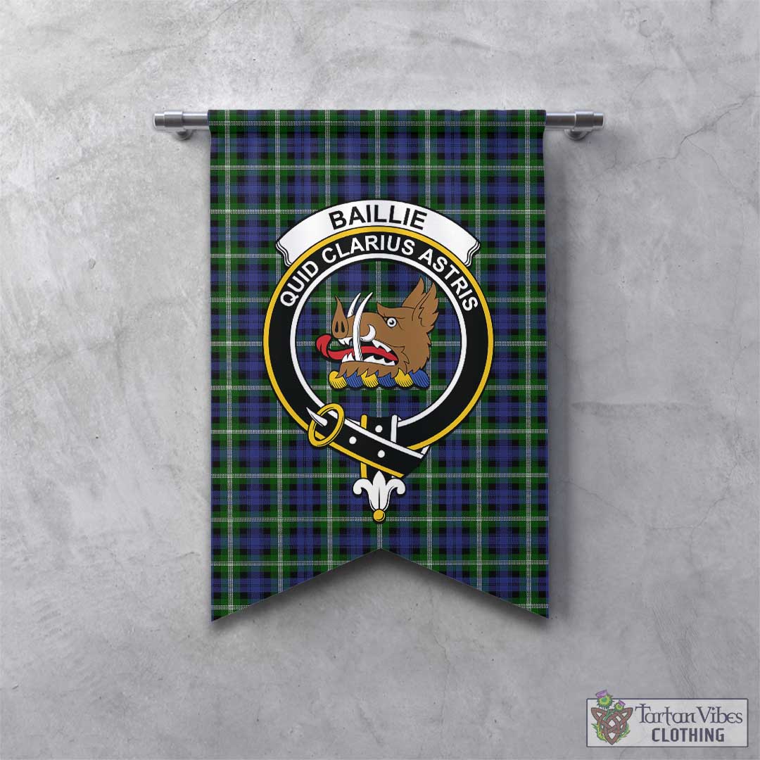 Baillie Modern Tartan Gonfalon, Tartan Banner with Family Crest