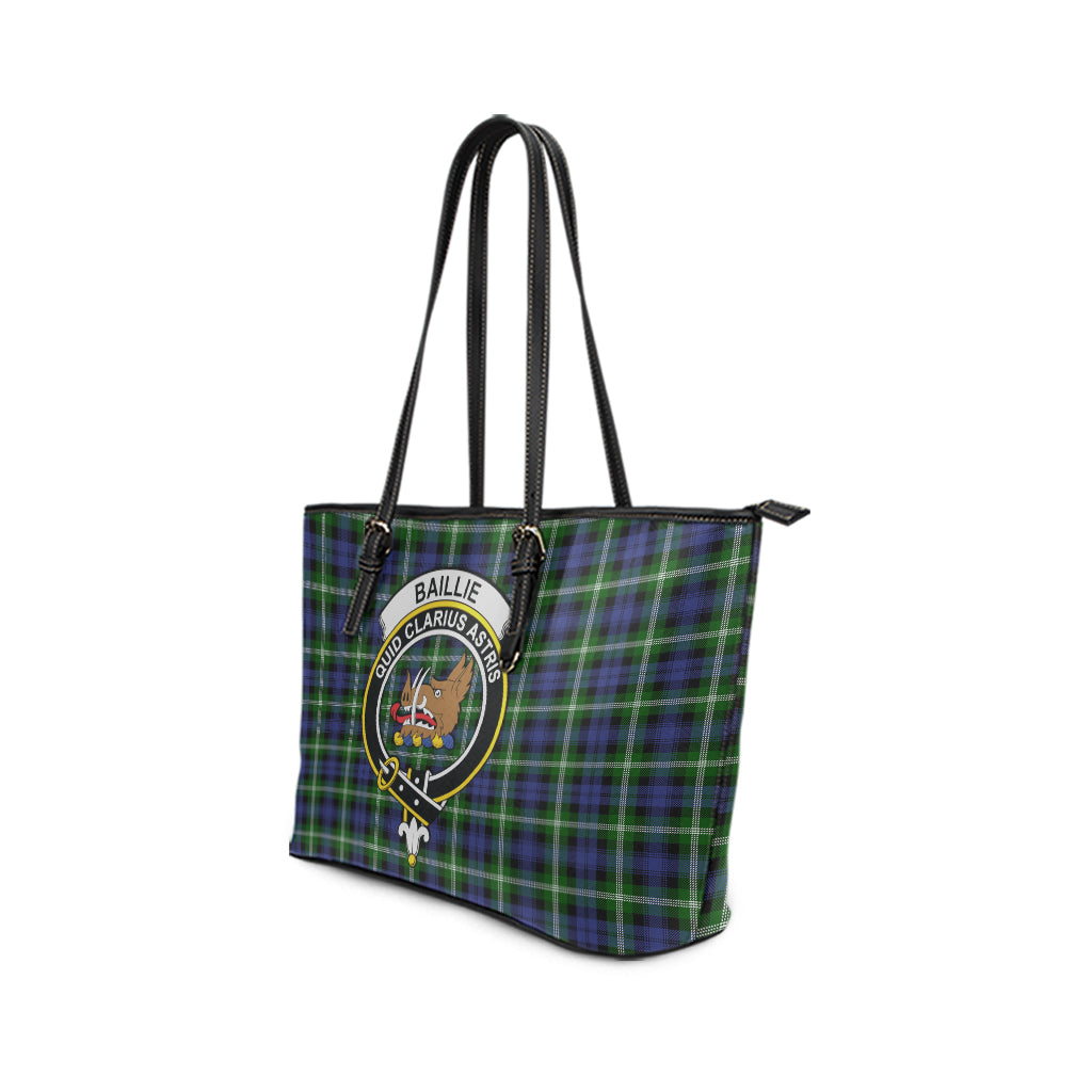 Baillie Modern Tartan Leather Tote Bag with Family Crest - Tartanvibesclothing