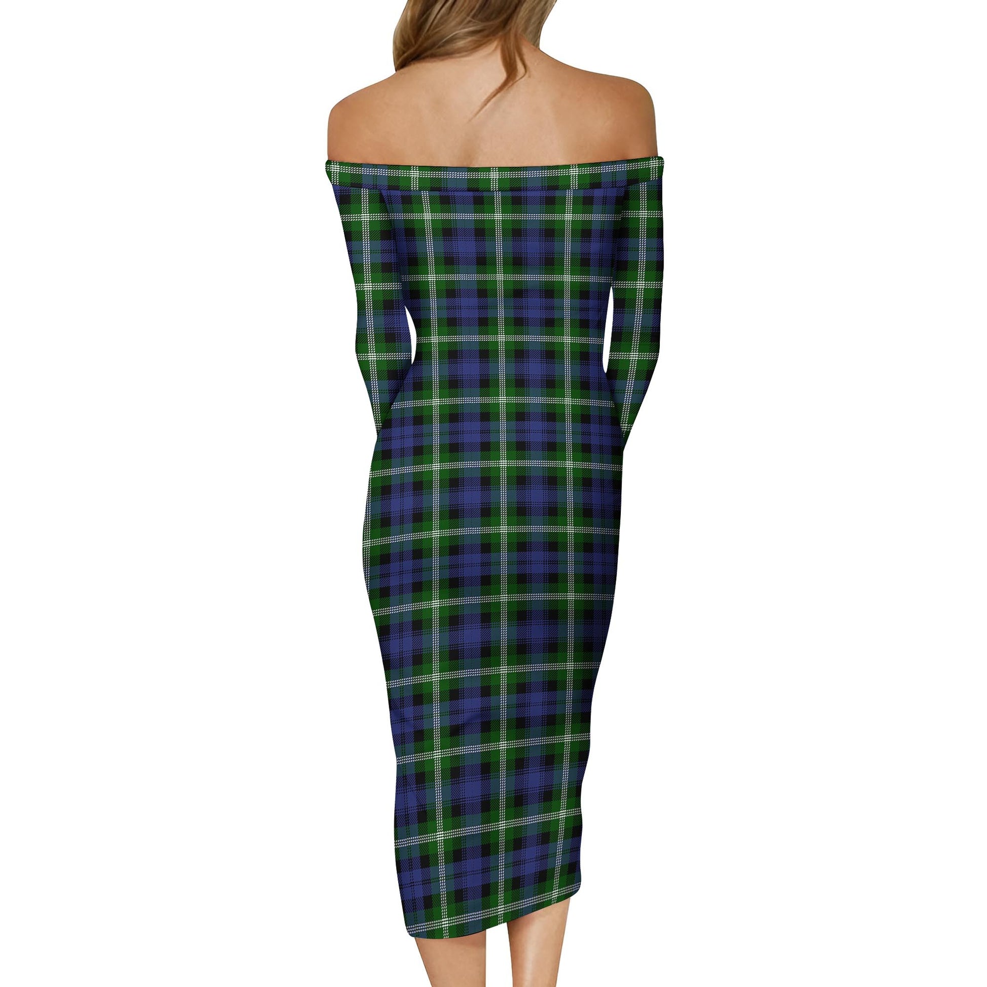 Baillie Modern Tartan Off Shoulder Lady Dress - Tartanvibesclothing