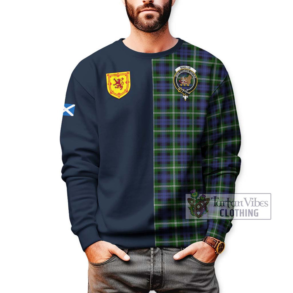 Tartan Vibes Clothing Baillie Modern Tartan Sweatshirt with Scottish Lion Royal Arm Half Style