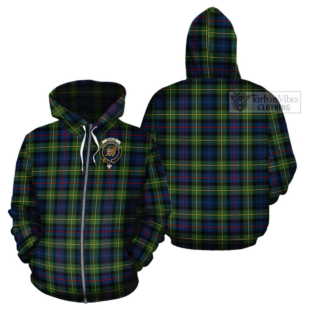 Baillie (Bailey) Tartan Cotton Hoodie with Family Crest Zip Hoodie - Tartan Vibes Clothing