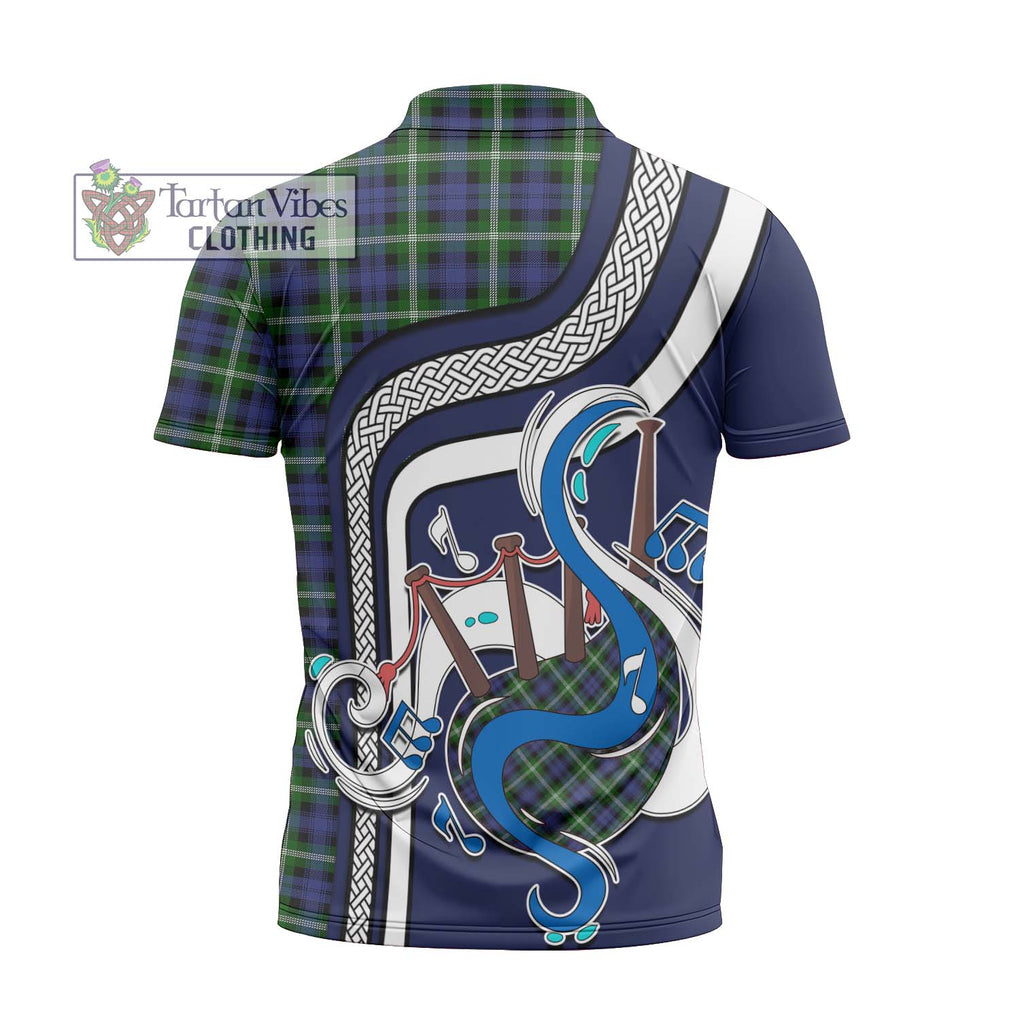 Baillie (Bailey) Tartan Zipper Polo Shirt with Epic Bagpipe Style - Tartanvibesclothing Shop