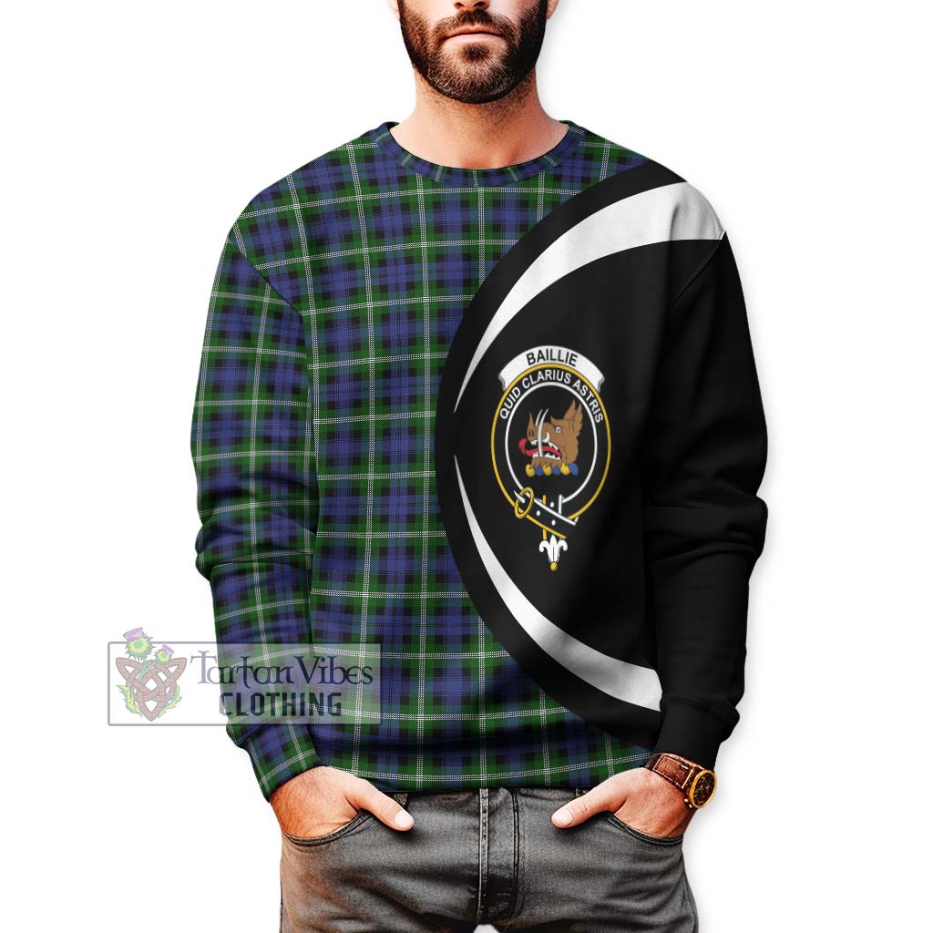 Baillie (Bailey) Tartan Sweatshirt with Family Crest Circle Style - Tartan Vibes Clothing