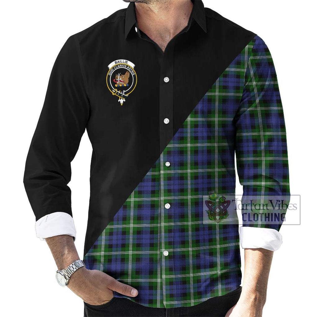 Baillie (Bailey) Tartan Long Sleeve Button Shirt with Family Crest and Military Logo Style - Tartanvibesclothing Shop