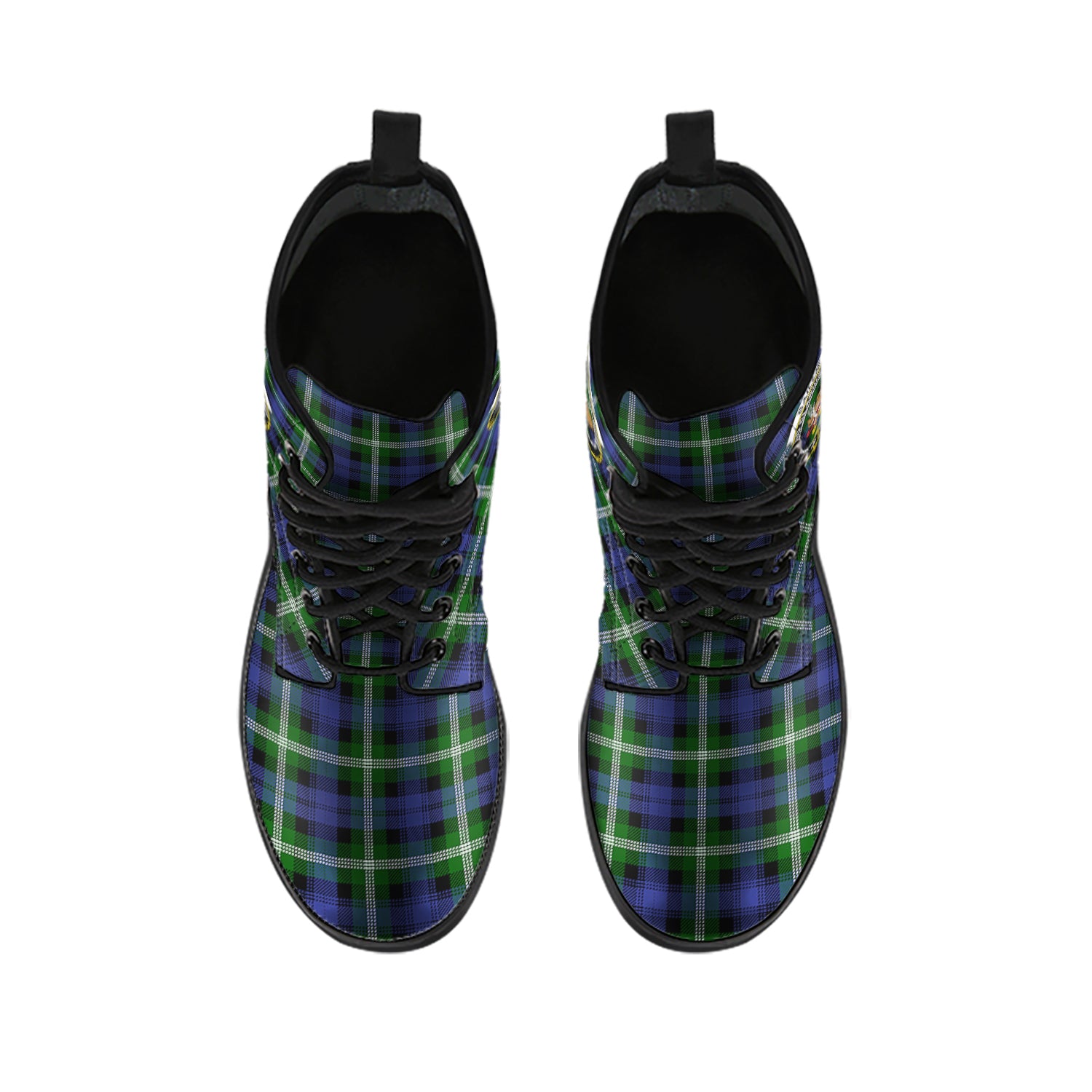 Baillie Modern Tartan Leather Boots with Family Crest - Tartanvibesclothing