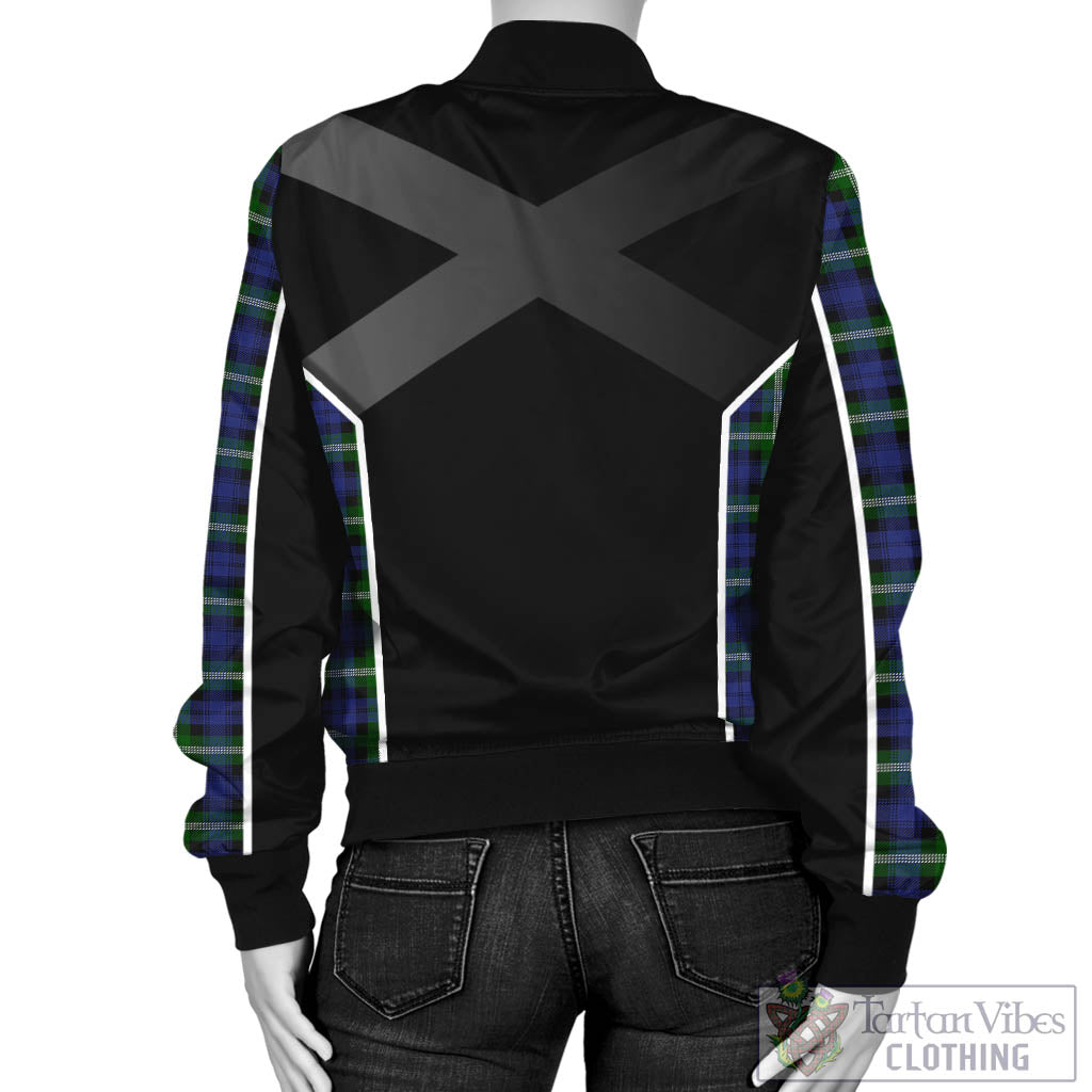 Tartan Vibes Clothing Baillie Modern Tartan Bomber Jacket with Family Crest and Scottish Thistle Vibes Sport Style