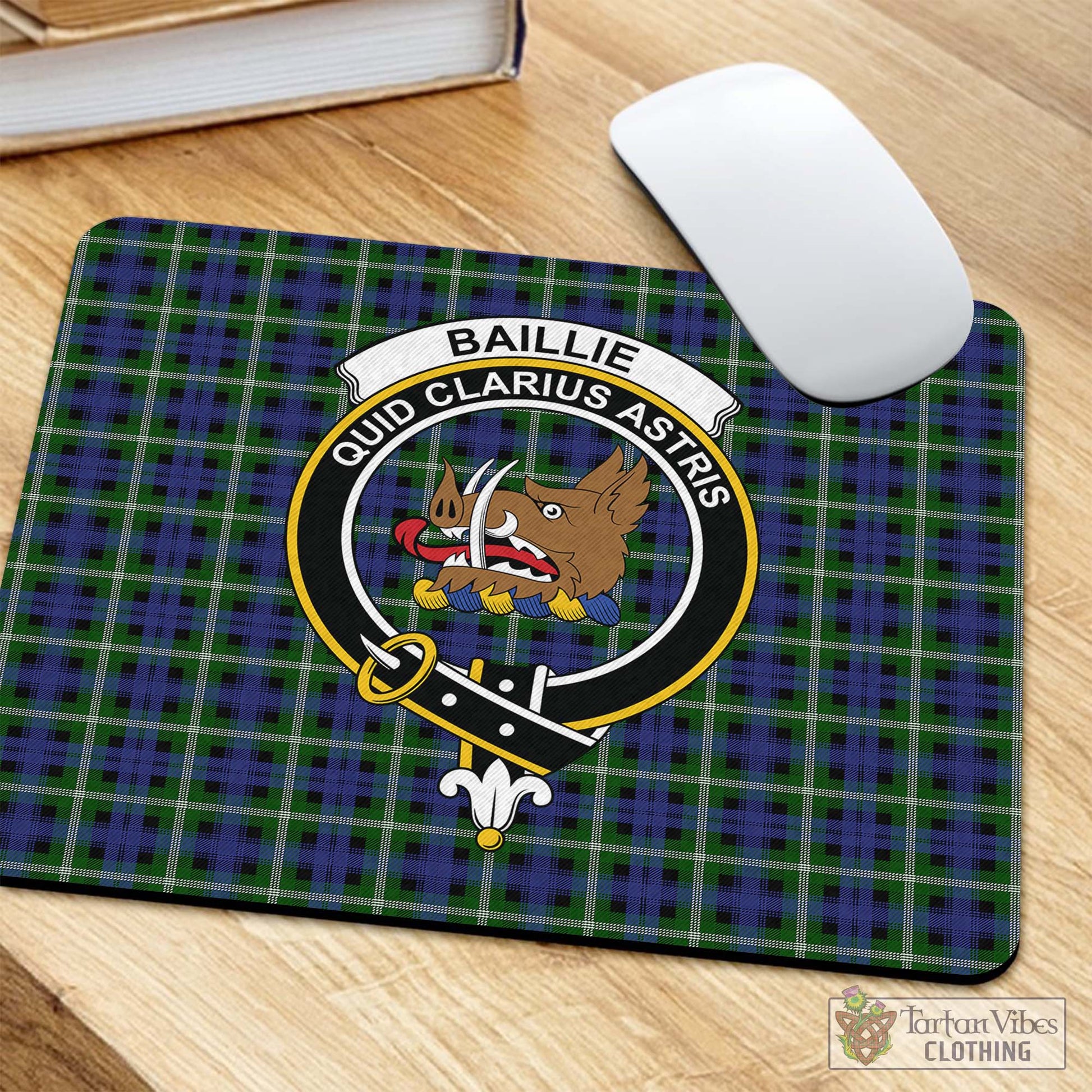 Tartan Vibes Clothing Baillie Modern Tartan Mouse Pad with Family Crest