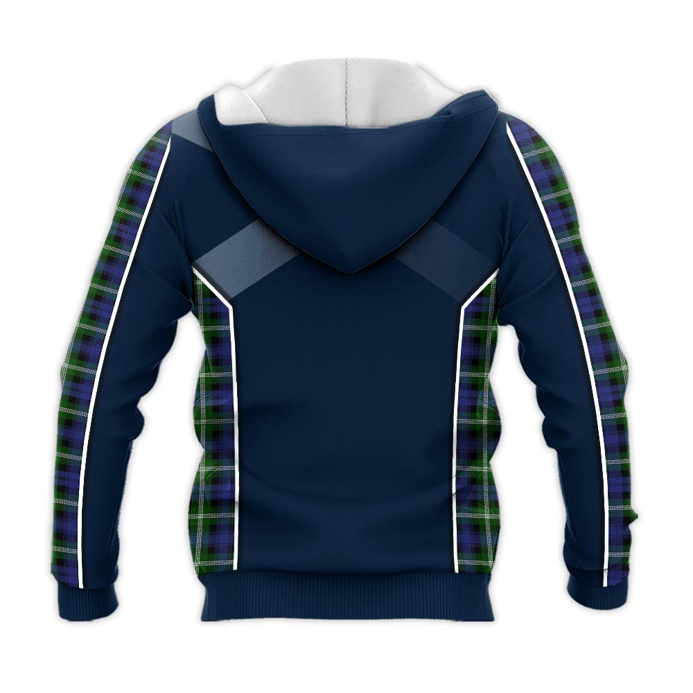 Tartan Vibes Clothing Baillie Modern Tartan Knitted Hoodie with Family Crest and Scottish Thistle Vibes Sport Style