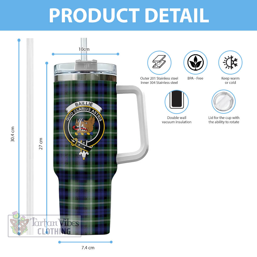 Tartan Vibes Clothing Baillie Modern Tartan and Family Crest Tumbler with Handle