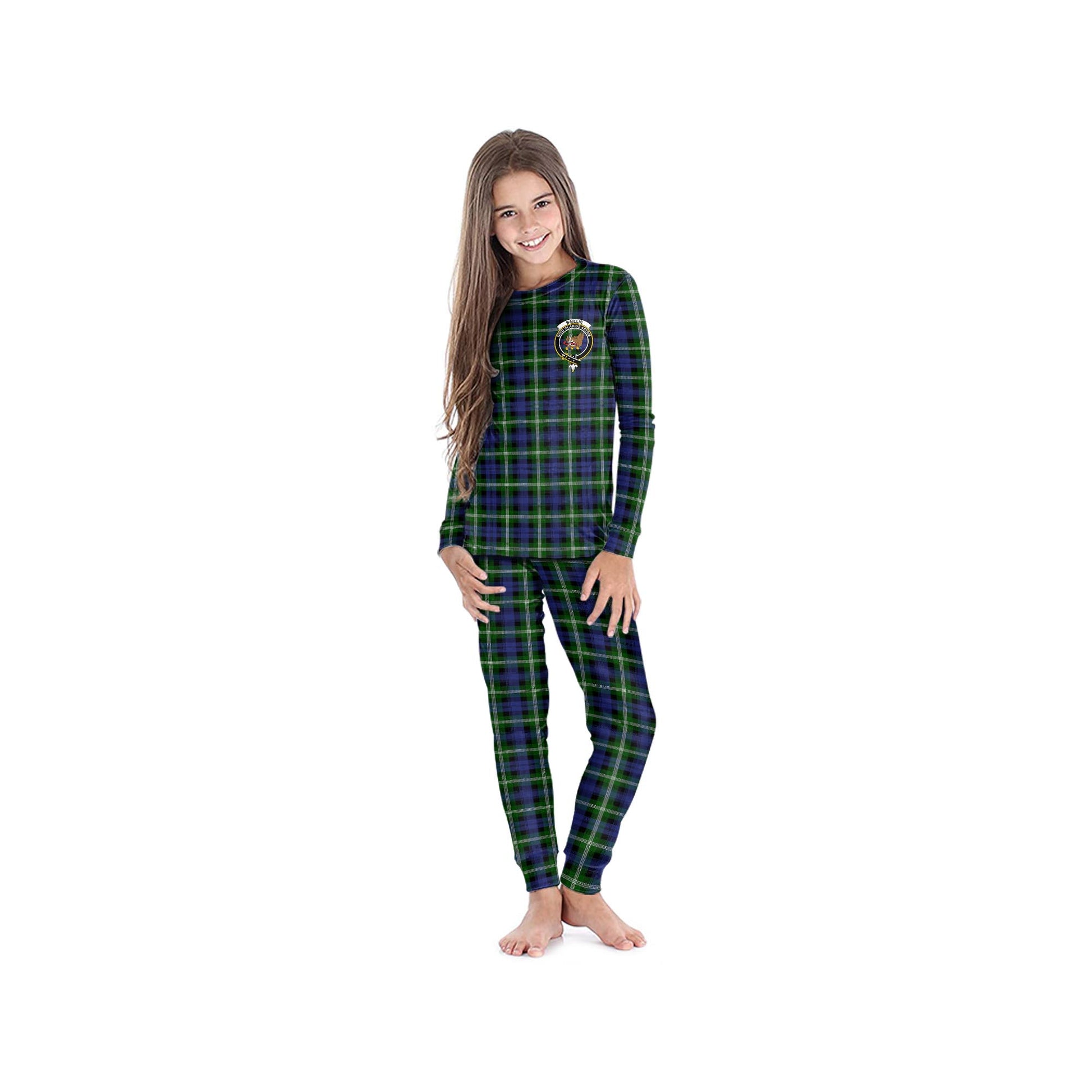 Baillie (Bailey) Tartan Pajamas Family Set with Family Crest - Tartan Vibes Clothing