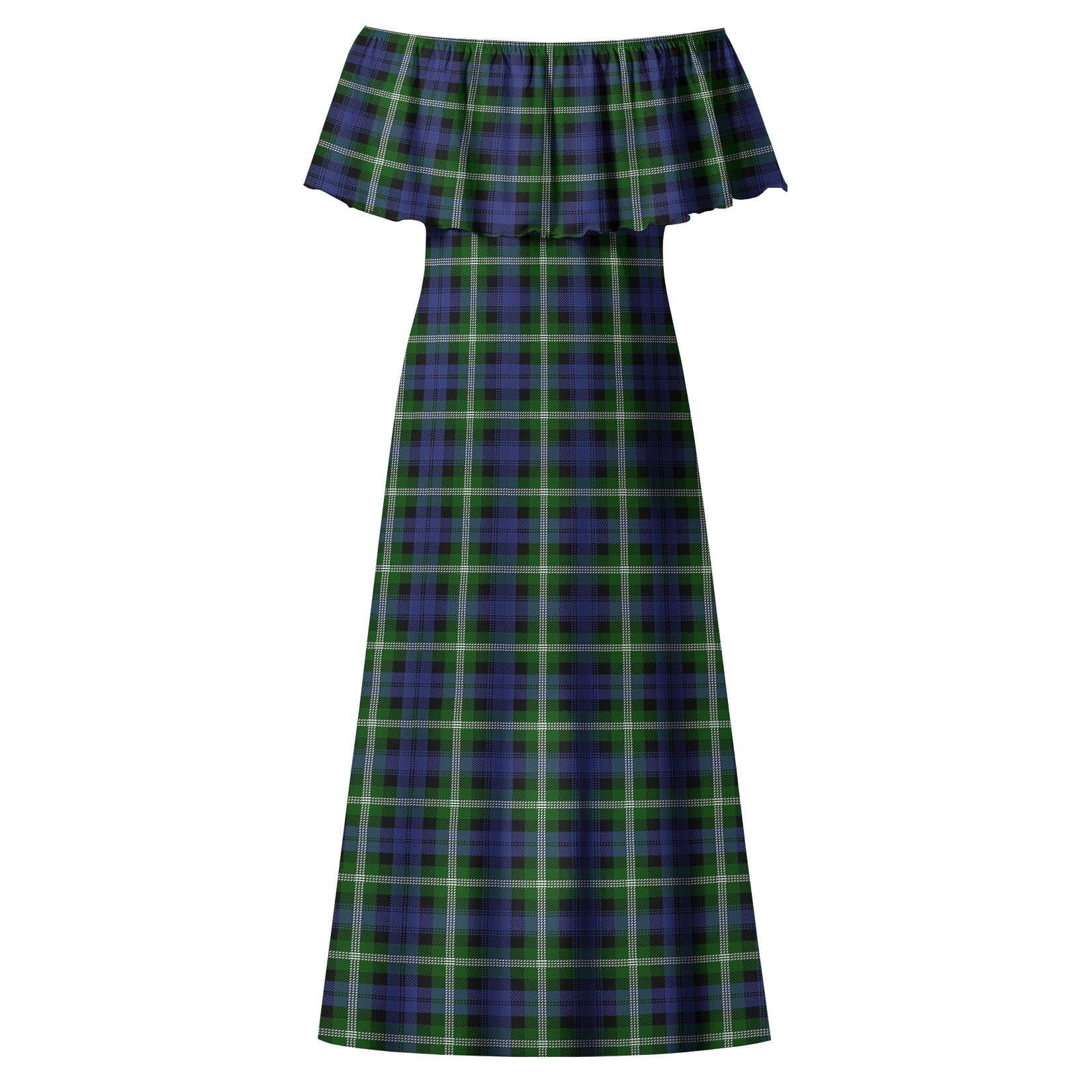 Baillie Modern Tartan Off Shoulder Long Dress - Tartanvibesclothing