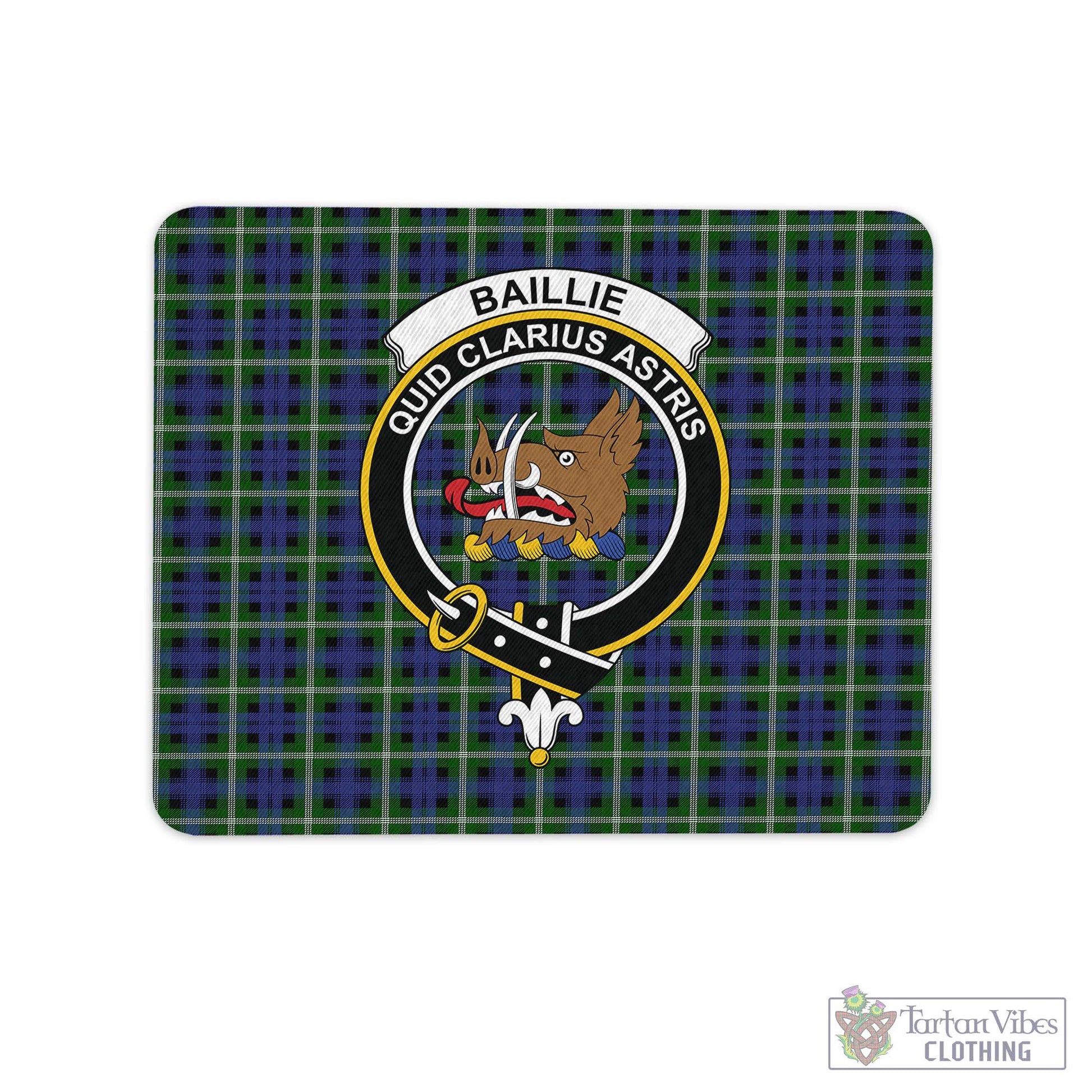 Tartan Vibes Clothing Baillie Modern Tartan Mouse Pad with Family Crest