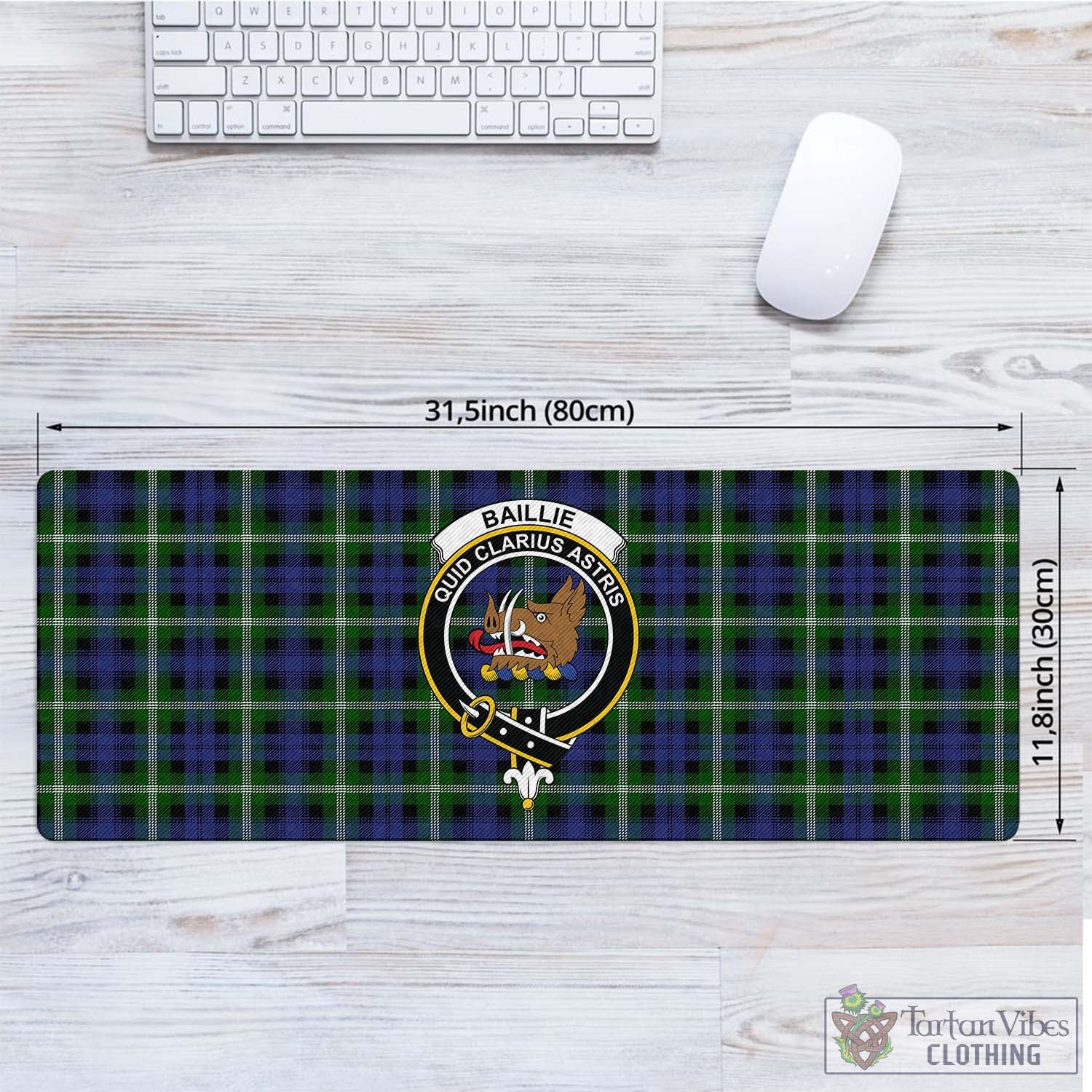 Tartan Vibes Clothing Baillie Modern Tartan Mouse Pad with Family Crest