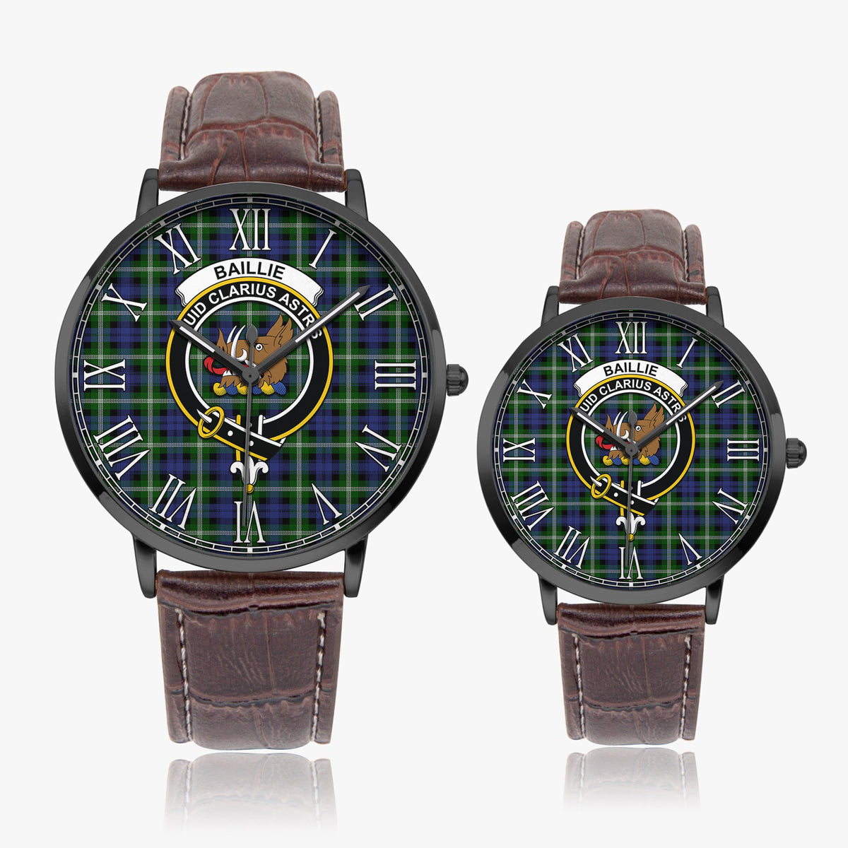 Baillie (Bailey) Tartan Family Crest Leather Strap Quartz Watch - Tartan Vibes Clothing